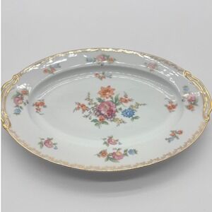 Noritake Oval Serving Platter Floral Gold Trim Made in Occupied Japan